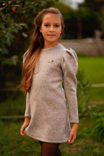 Lány kötött puha ruha szürke 