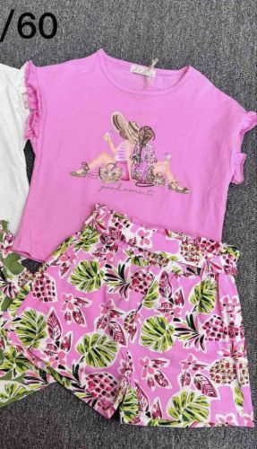Lány pamut együttes pink 
