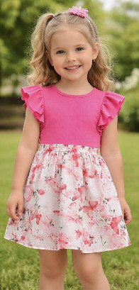 Lányka pink lepkés ruha