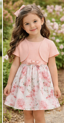 Lányka bolerós ruha barack