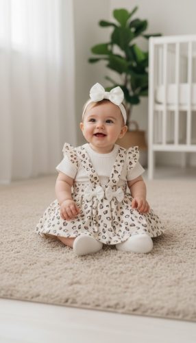 Baby 3 részes Pamut szett leopárd mintás 