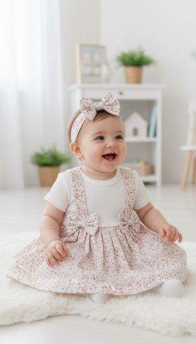Baby 3 részes Pamut szett hajpanttal 