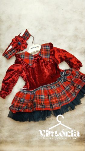 Baby lány piros karácsonyi ruha hajpánttal 