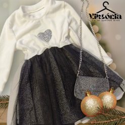 Lányka csillogó ruha fehér 