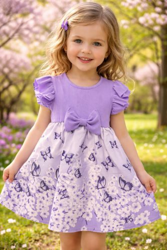 Lányka lepkés ruha lila