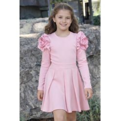 Lány alkalmi ruha virágszirom vállrésszel rózsaszín 