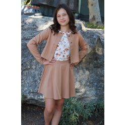 Lány blézer szoknyás Pamut együttes caramell 