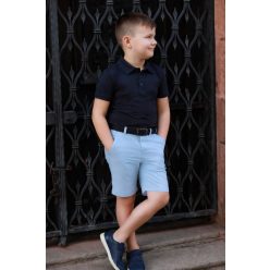 Fiú galléros teniszpóló sötétkék 