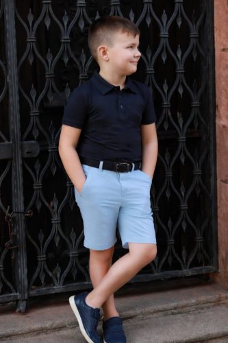 Fiú galléros teniszpóló sötétkék 