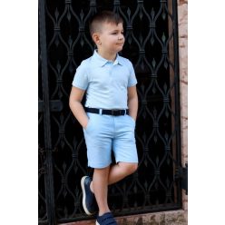 Fiú galléros teniszpóló világoskék 