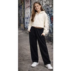 Lány krém cipzáras rövid fazonú pulóver 