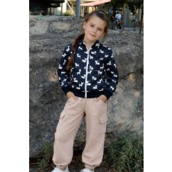 Lány cicás cipzáras pulóver 