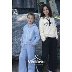 Lány Pamut cipzáras pulóver kék 