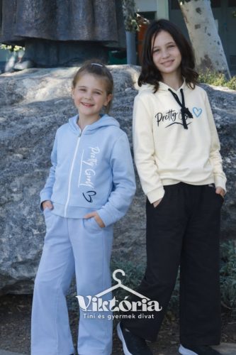 Lány Pamut cipzáras pulóver kék 