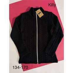 Lány cipzáros kardigán fekete 