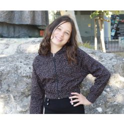 Lány rövid fazonú cipzáras pulóver lila/ fekete