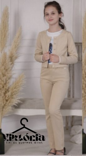 Lány Pamut együttes nadrág+kabátka bézs 