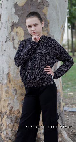 Lány pamut kapucnis pulóver 