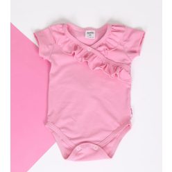 Fodros rövid ujjú body - sötét rózsaszín
