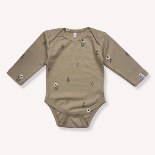 Hosszú Ujjú Body Beige Virágos Szín