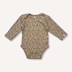 Hosszú Ujjú Body Beige Apró Virágos