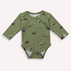 Baby Hosszú Ujjú Body Zöld Traktor