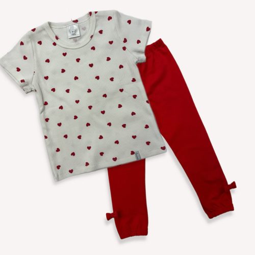 Lányka szívecskés felső+masnis nadrággal 