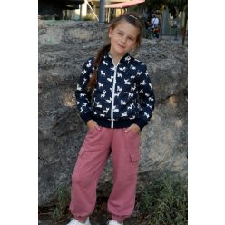 Lányka oldalt zsebes nadrág mályva