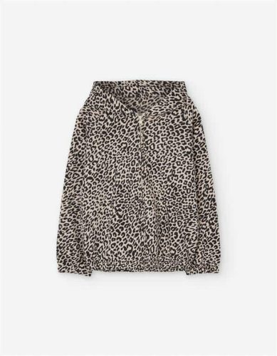 Lány Leopárd mintás cipzáras pulóver 