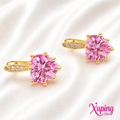 Antiallergén Lendro 14K XP szív fülbevaló pink