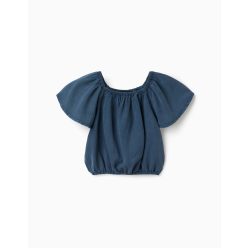  Lyocell felső rugalmas gallérral és derékpánttal lányoknak, sötétkék